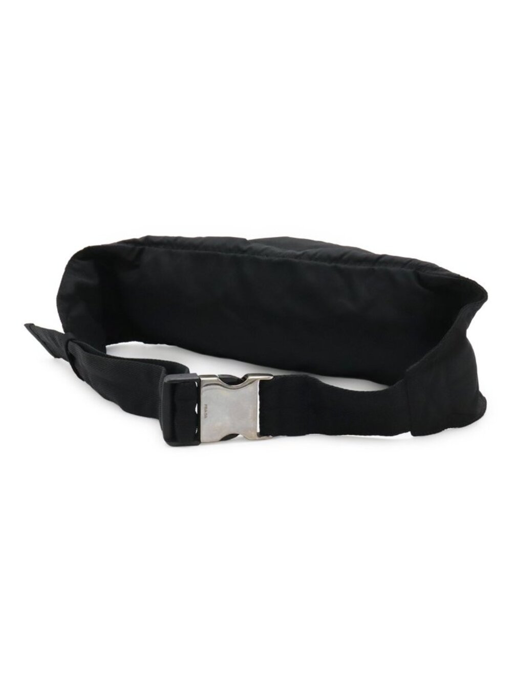Prada Triangle Logo Belt Bag Waist Pouch Hip Nylon Black Silver - Picture 2 of 7